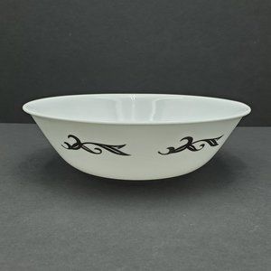 Corelle Lyrics Medium Vegetable Serving Bowl Black Leaves Scroll White Dish